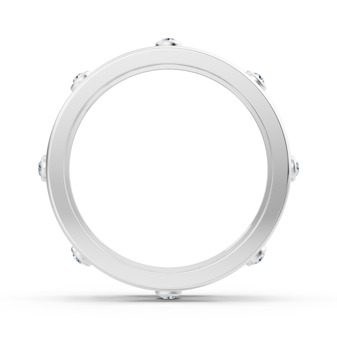 Elegant white gold ring with round diamonds in bezel design