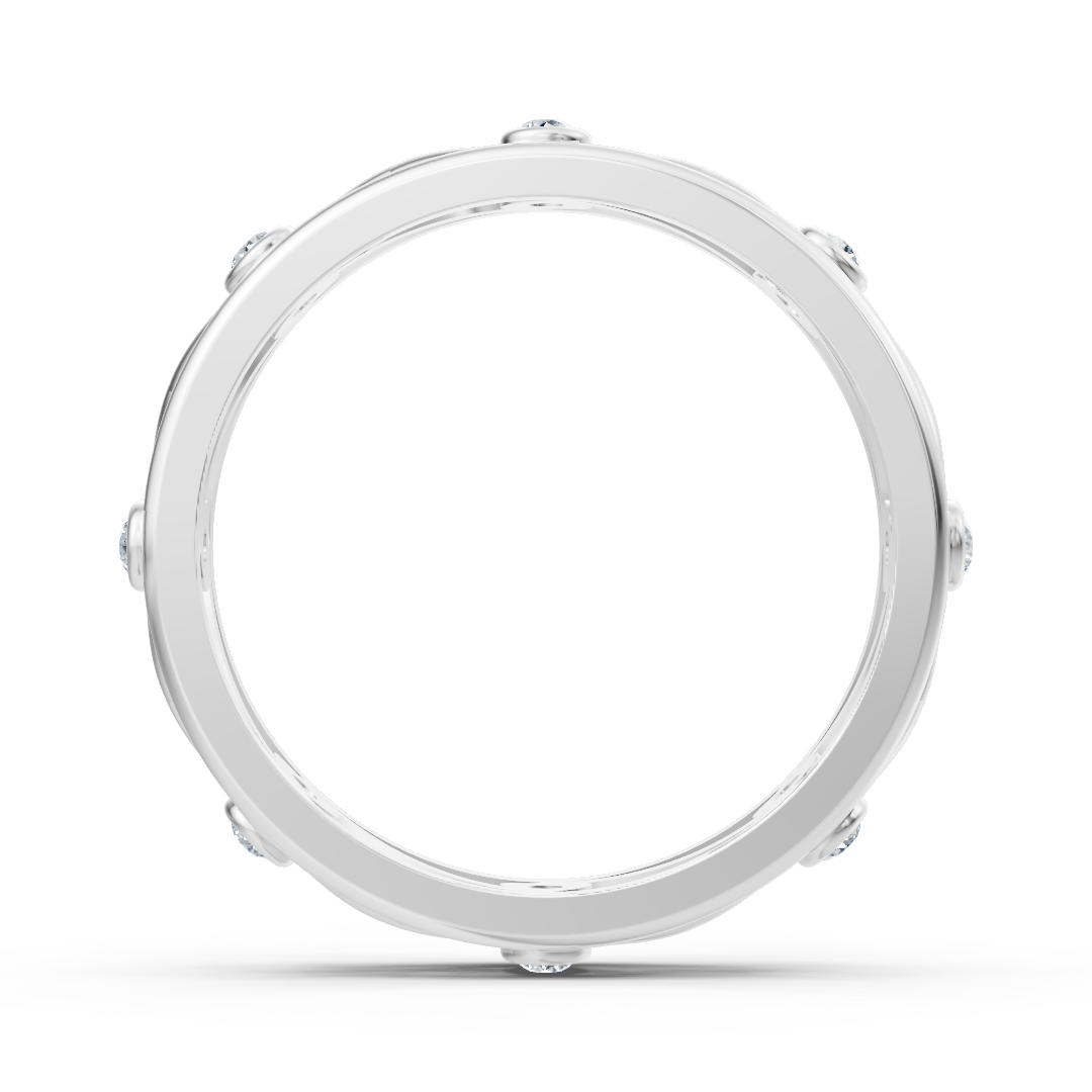 Elegant white gold ring with round diamonds in bezel design