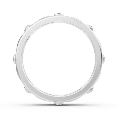 Elegant white gold ring with round diamonds in bezel design