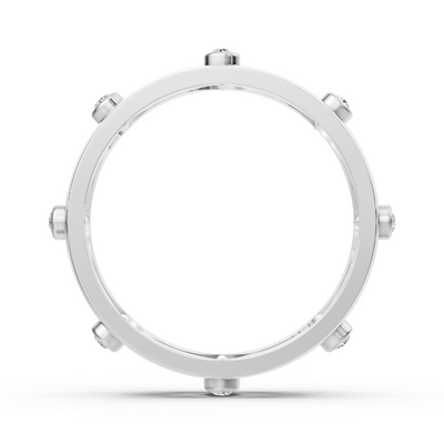 Elegant white gold ring with round diamonds in bezel design