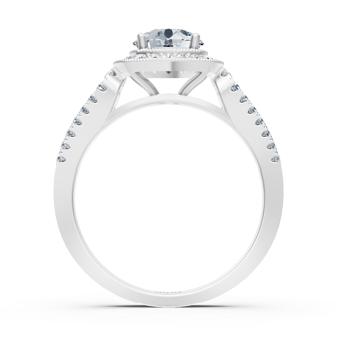 Doppel Halo Diamant Verlobungsring aus 14 Karat Weißgold
