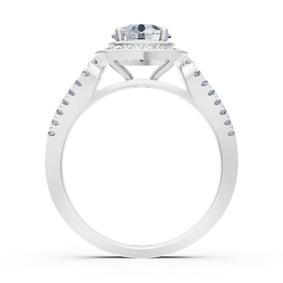 Doppel Halo Diamant Verlobungsring aus 14 Karat Weißgold