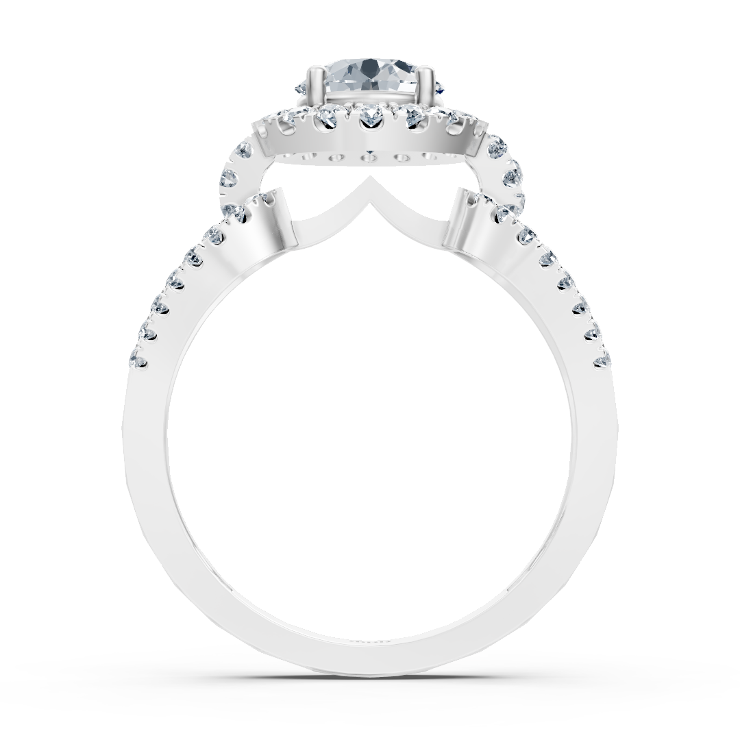Halo Diamant Verlobungsring aus 14 Karat Weißgold