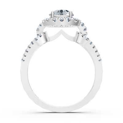 Halo Diamant Verlobungsring aus 14 Karat Weißgold