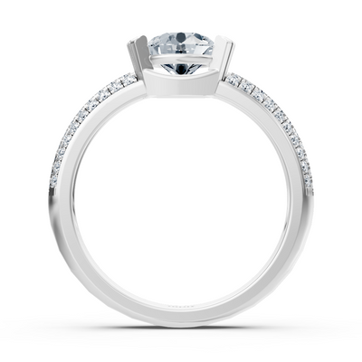 Modern solitaire diamond engagement ring in 14 carat white gold