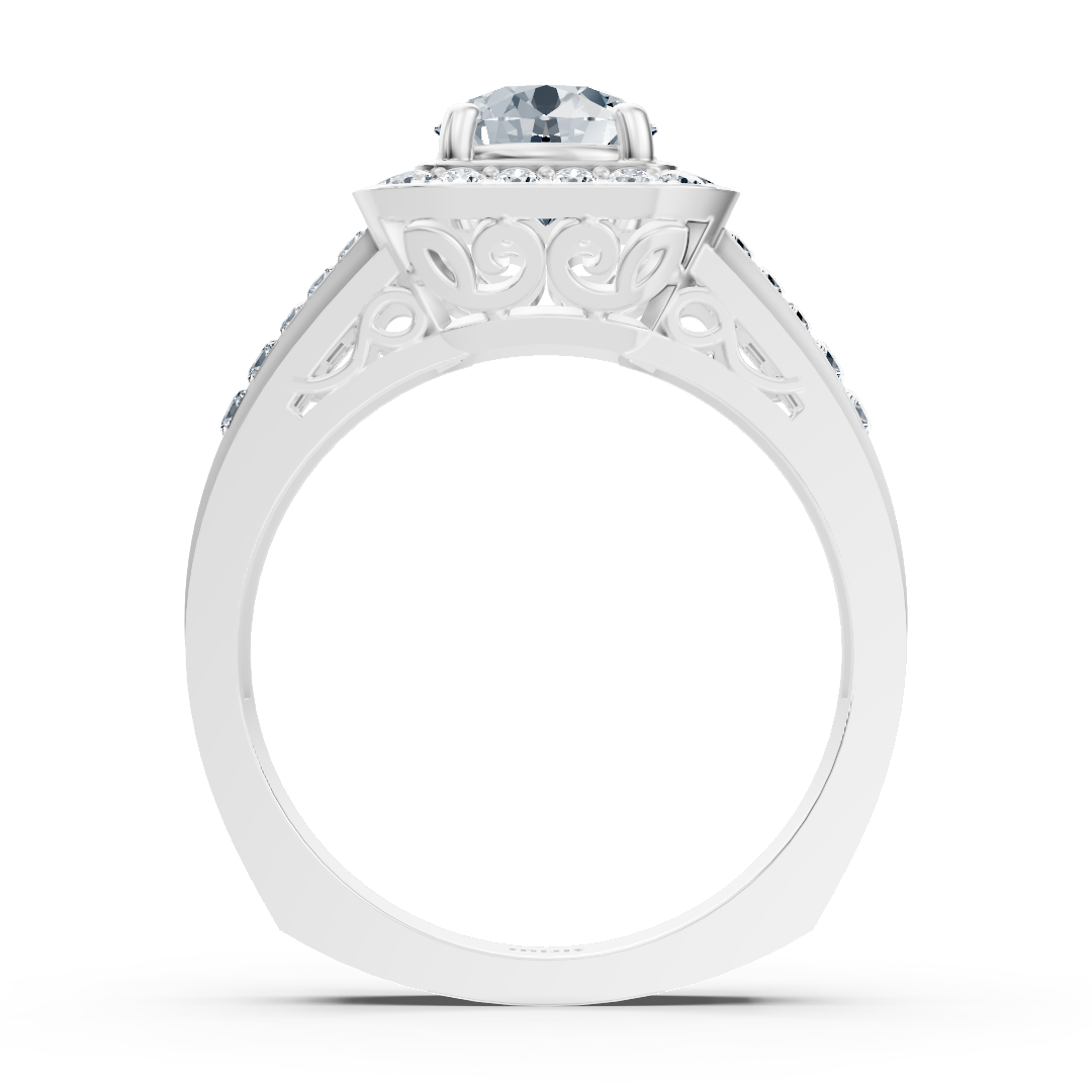 Funkelnder Diamant Verlobungsring mit Prinzess- und Brillantschliff aus 14 Karat Weißgold