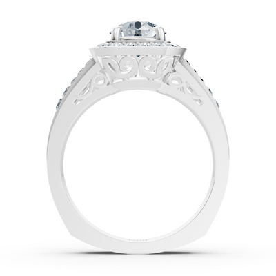 Funkelnder Diamant Verlobungsring mit Prinzess- und Brillantschliff aus 14 Karat Weißgold