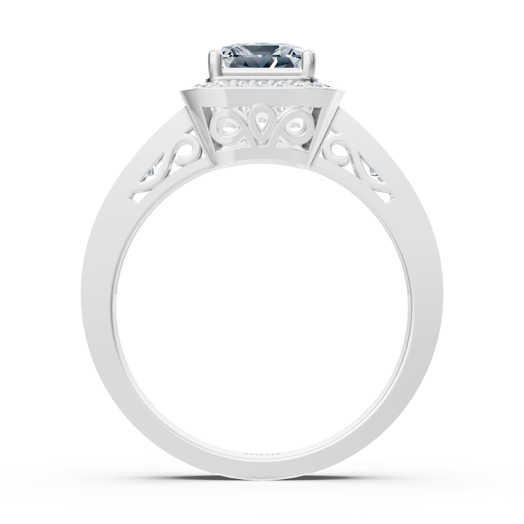 Princess Diamond Halo Ring 14K White Gold