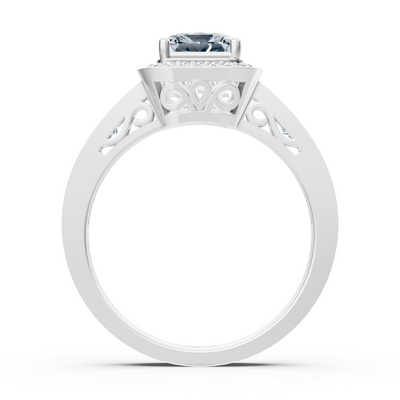 Princess Diamond Halo Ring 14K White Gold