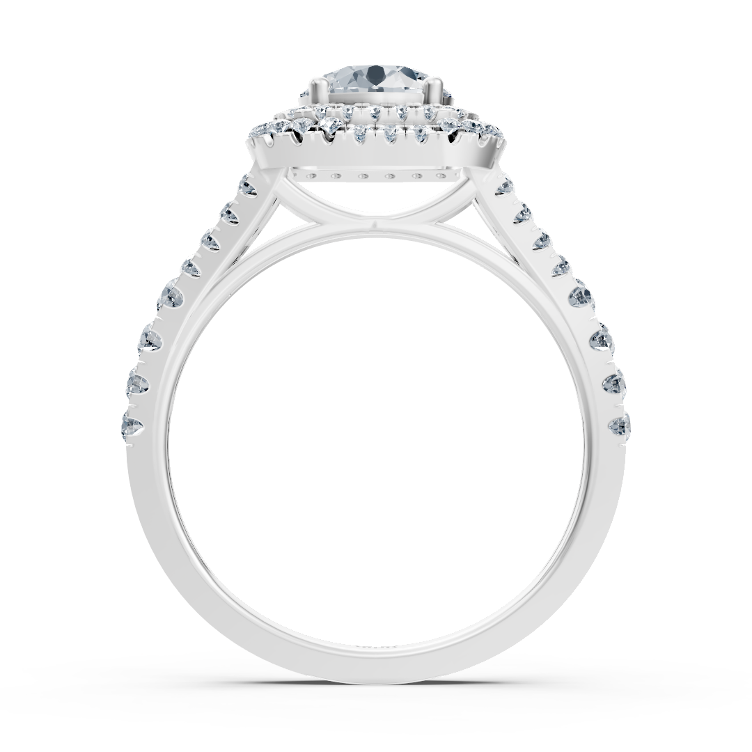 14 Karat Weissgold Doppel Halo Diamant Verlobungsring