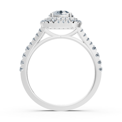 14 Karat Weissgold Doppel Halo Diamant Verlobungsring