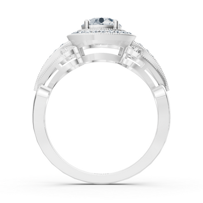Vintage Verlobungsring mit Diamanten in 14K Weissgold
