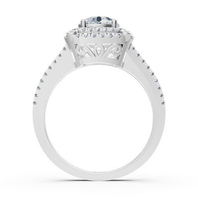 Weissgold Doppel Halo Diamant Verlobungsring