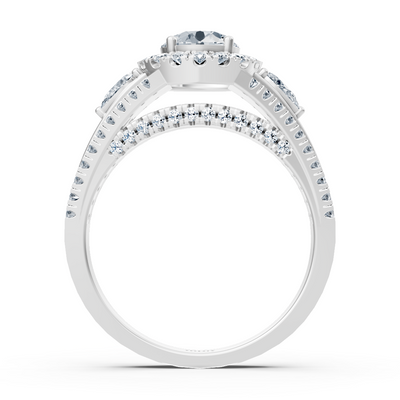 white gold diamond &amp; emerald engagement ring