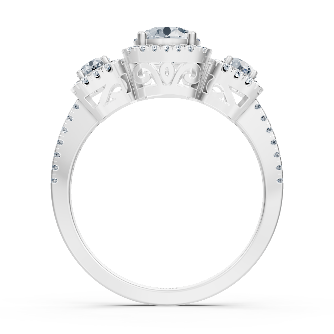 Diamant 3-Stein Verlobungsring aus Weißgold