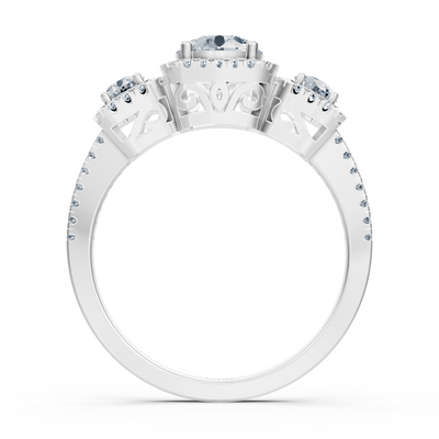 Diamant 3-Stein Verlobungsring aus Weißgold
