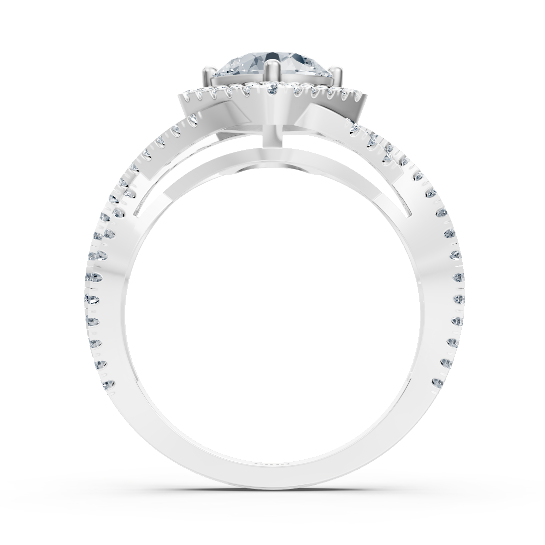 Diamond halo engagement ring in white gold