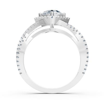 Diamond halo engagement ring in white gold