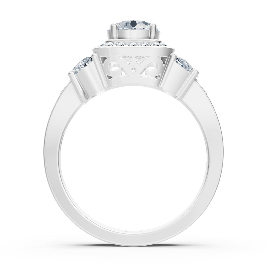 Diamant & Rubin 3-Stein Verlobungsring aus Weißgold