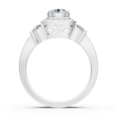 Diamant & Rubin 3-Stein Verlobungsring aus Weißgold