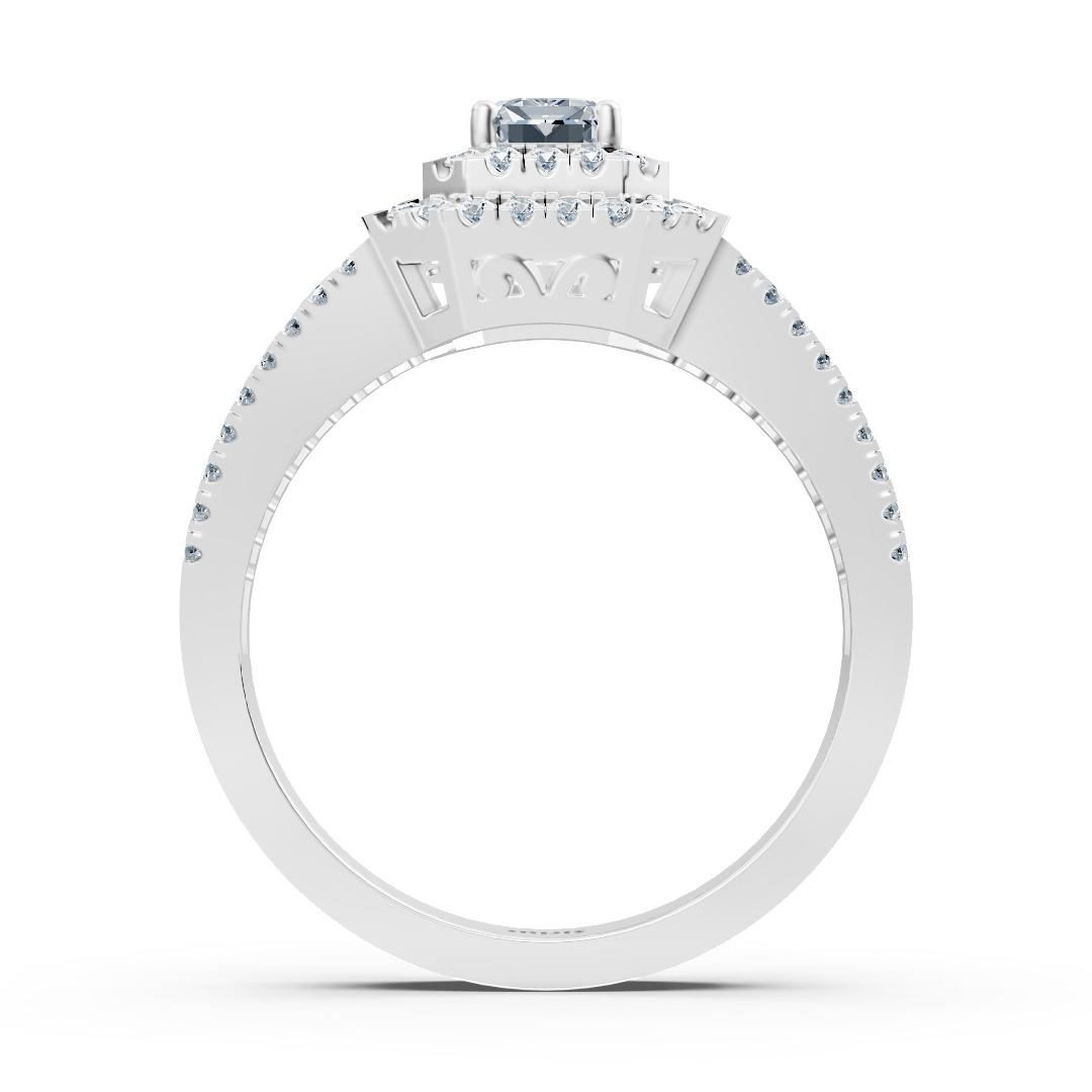 Diamant & Saphir Halo Verlobungsring aus Weißgold