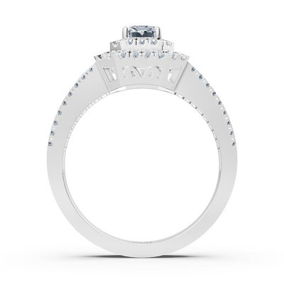 Diamant & Saphir Halo Verlobungsring aus Weißgold