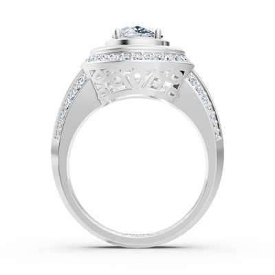 White gold halo engagement ring with diamonds &amp; tourmaline