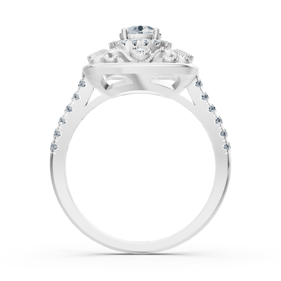 Extravagant white gold halo diamond cocktail ring