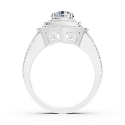 Weißgoldener Quadratischer Halo Diamantring