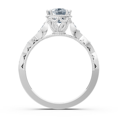 Diamond and ruby ​​ring white gold