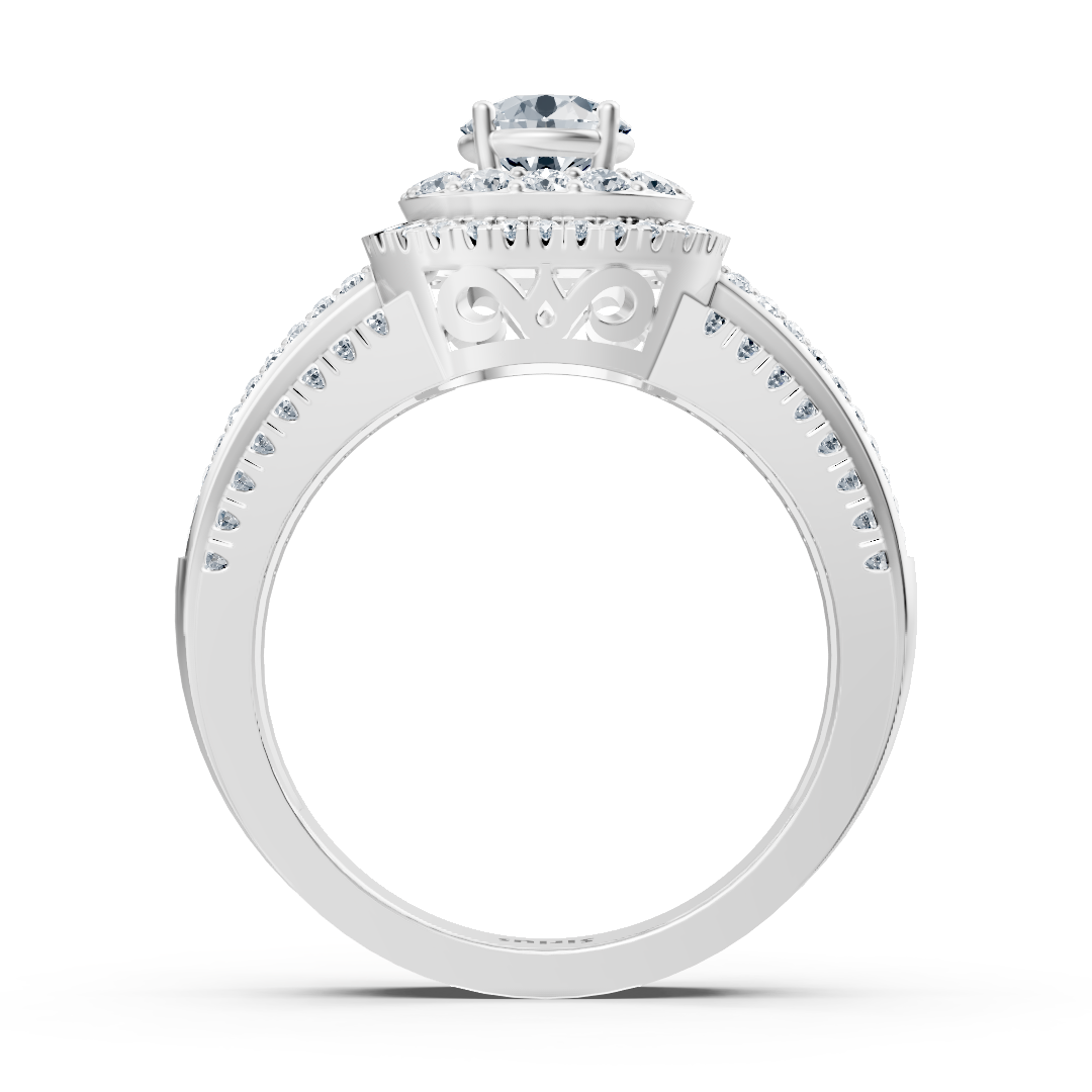 Double Halo Diamond Ring White Gold