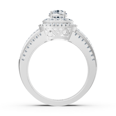 Double Halo Diamond Ring White Gold