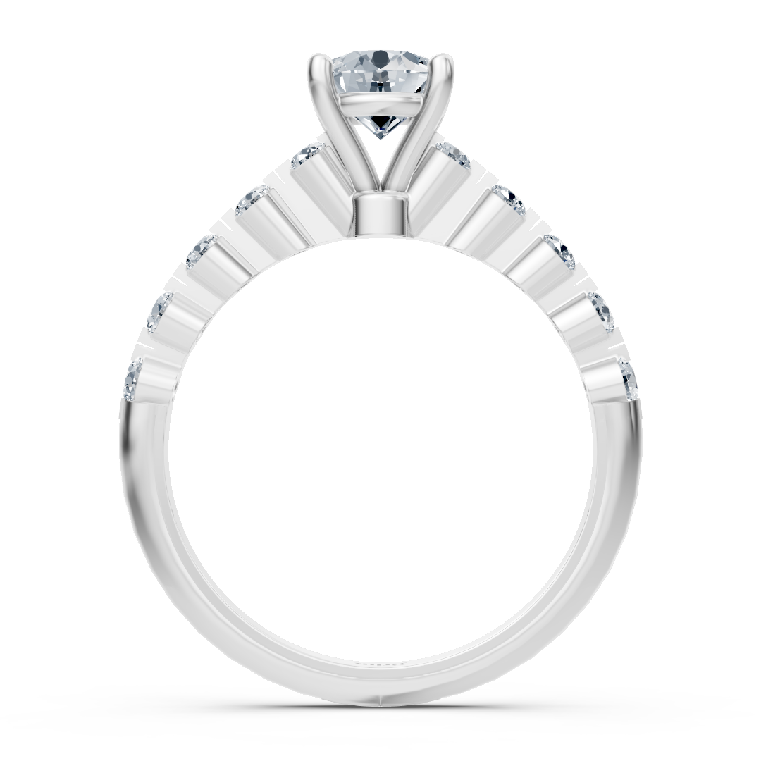 Half Eternity &amp; Solitaire Diamond Ring White Gold