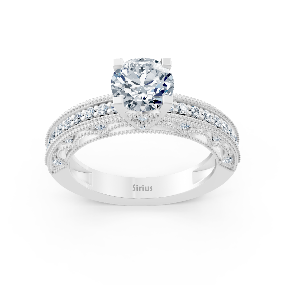 14 Karat Weissgold Rundschliff Diamant Ring