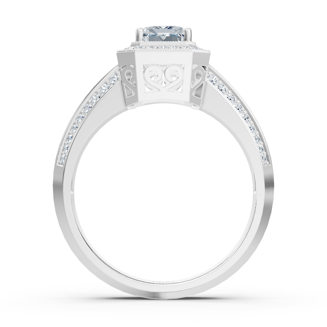 Birgie Sirius Weissgold Diamant & Smaragd Halo Ring mit Smaragd & Rundschliff