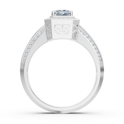 Birgie Sirius Weissgold Diamant & Smaragd Halo Ring mit Smaragd & Rundschliff