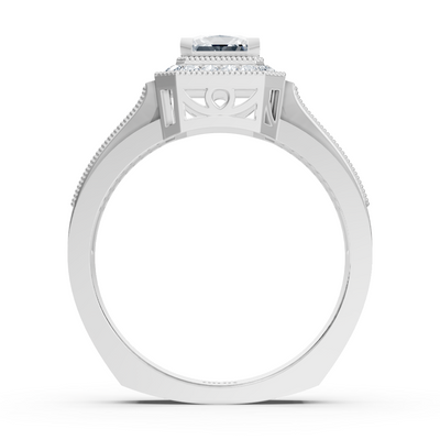 Birgie Sirius Weissgold Diamant & Saphir Halo Ring mit Prinzess & Rundschliff