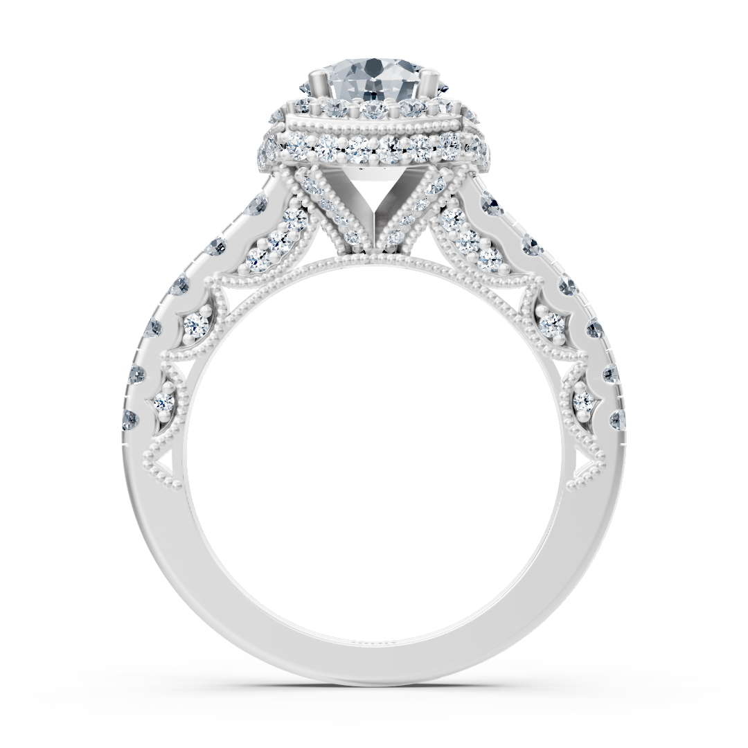 Birgie Sirius Weissgold Halo Diamant Verlobungsring mit Rundschliff