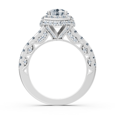 Birgie Sirius Weissgold Halo Diamant Verlobungsring mit Rundschliff