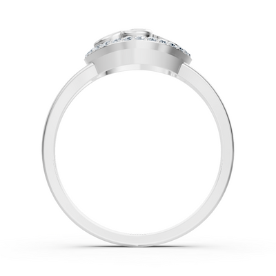 Delicate heart-shaped diamond ring in white gold with pavé accents