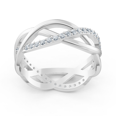 White gold diamond ring with cross design