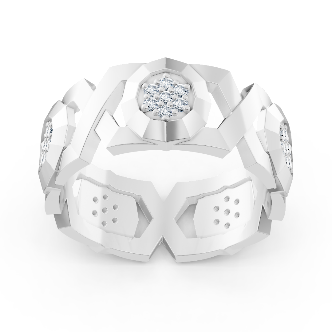 Exquisite white gold diamond ring – geometric design
