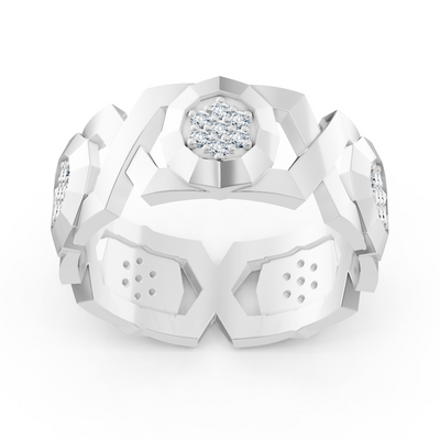Exquisite white gold diamond ring – geometric design