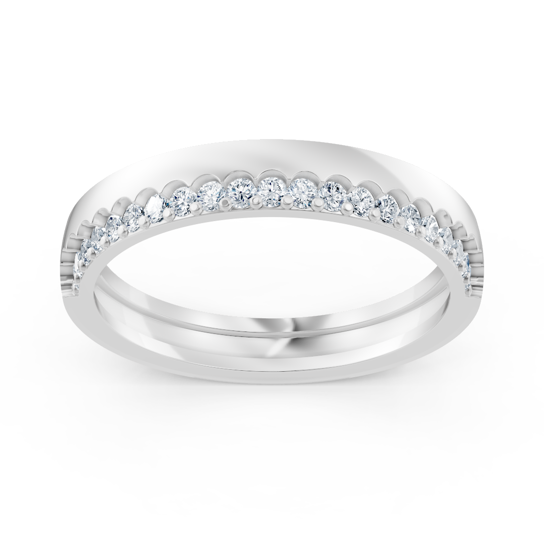 Eleganter Halbmemory-Ring mit Diamanten in Weissgold 14K