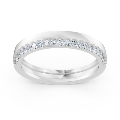 Eleganter Halbmemory-Ring mit Diamanten in Weissgold 14K