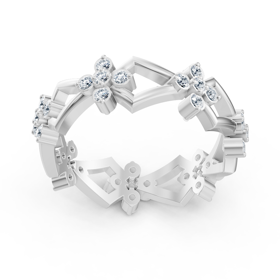 Birgie diamond ring in 14K white gold with round brilliant-cut diamonds