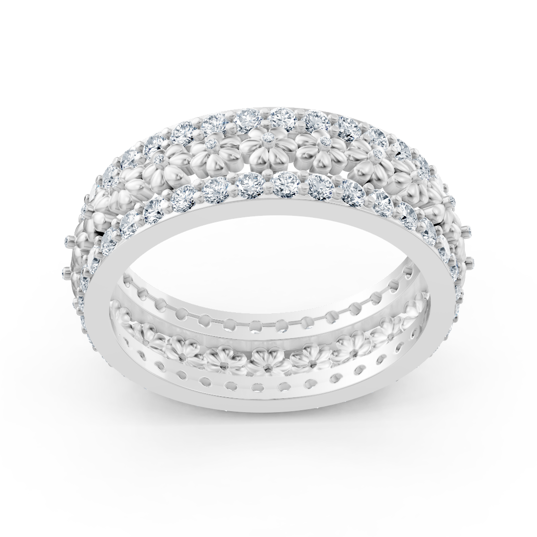 Exquisiter Blumen-Diamantring aus 14K Weißgold