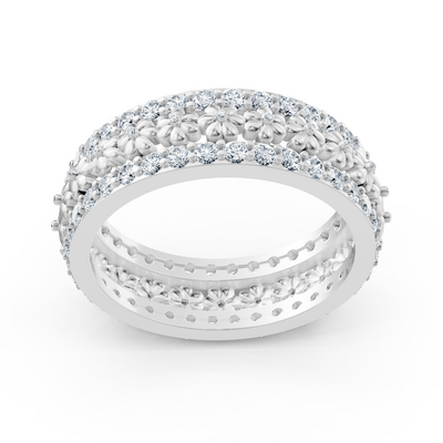 Exquisiter Blumen-Diamantring aus 14K Weißgold