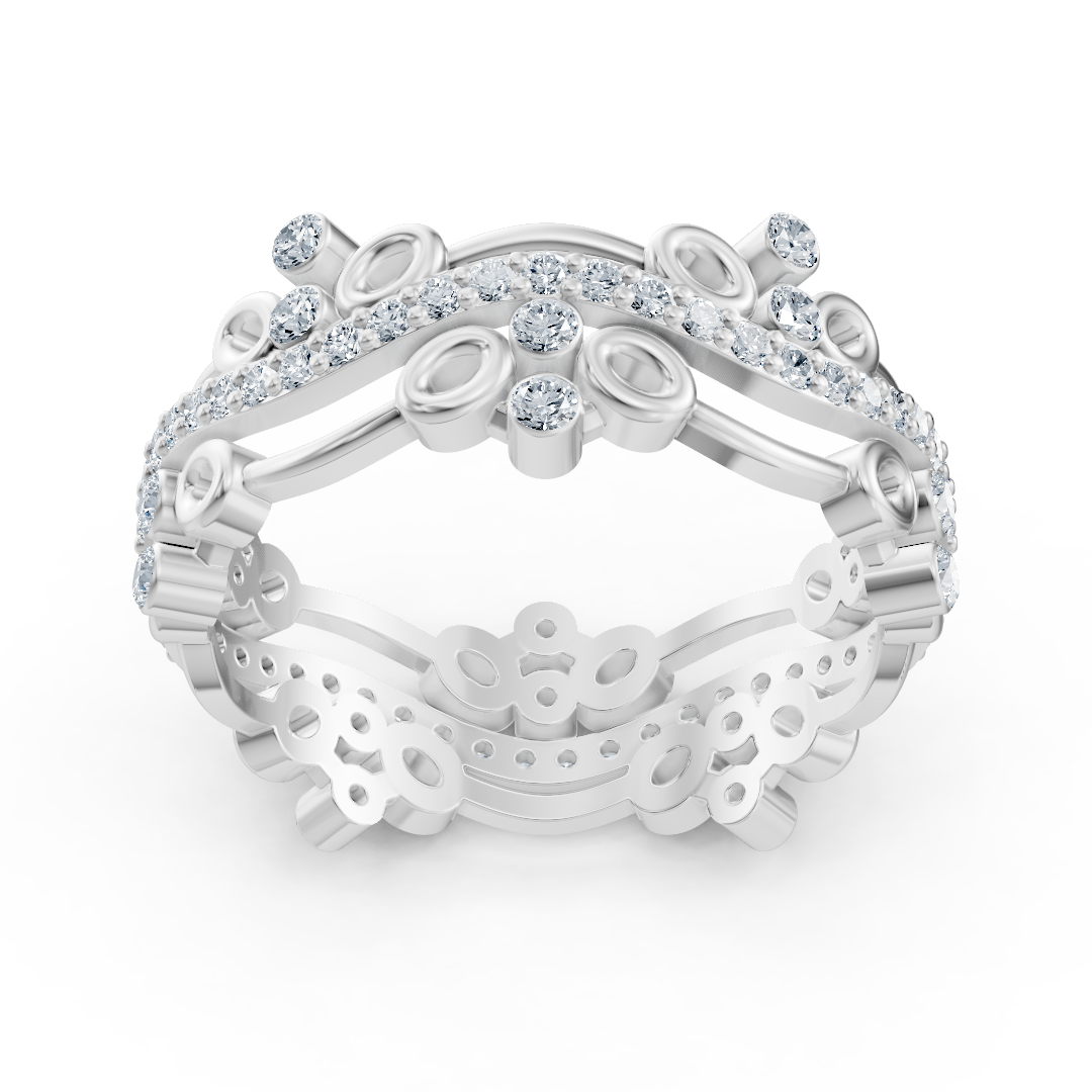 Playful circle diamond ring - 14K white gold, approx. 0.51 carats