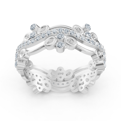 Playful circle diamond ring - 14K white gold, approx. 0.51 carats